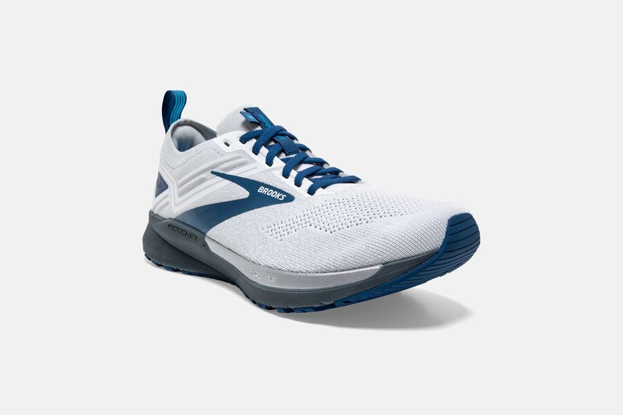 Brooks Israel Ricochet 3 Road Running Shoes Mens - White/Blue - JMW-106439